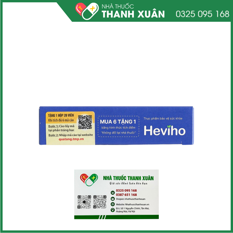 Viên ngậm không đường Heviho hỗ trợ giảm ho, giảm đờm và đau rát họng